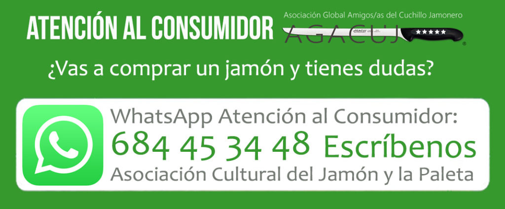 Atención al Consumidor Whatsapp de AGACUJ. Ayuda a la hora de comprar un jamón.