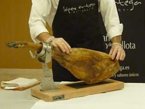 Colocación del jamón en el jamonero