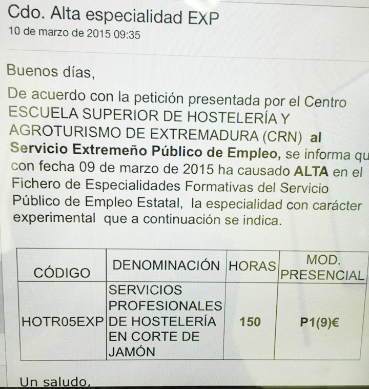 Alta especialidad cortador de jamón desempleados