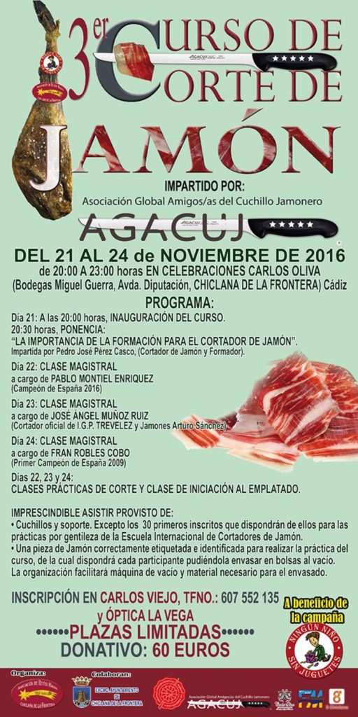 Tercera edición del Curso de Corte de Jamón benéfico a favor de “Ningún Niño Sin Juguetes”