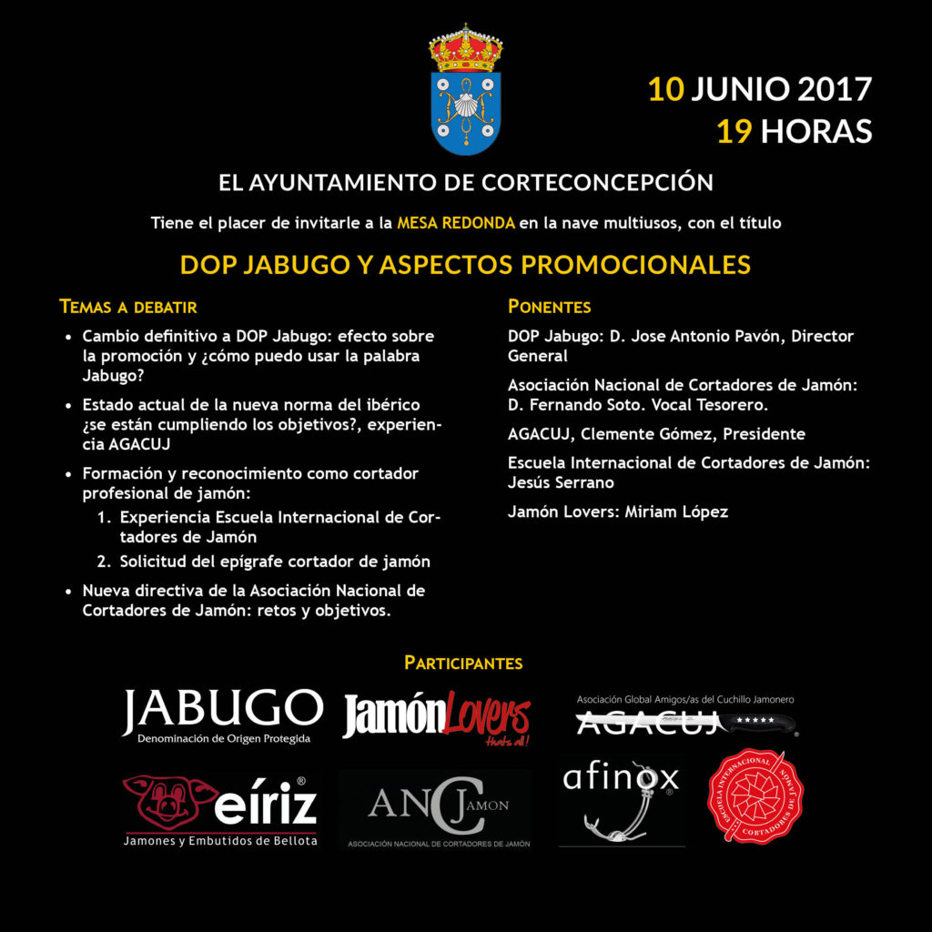 Mesa Ronda sobre el mundo del Jamón el 10 de Junio en Corteconcepción