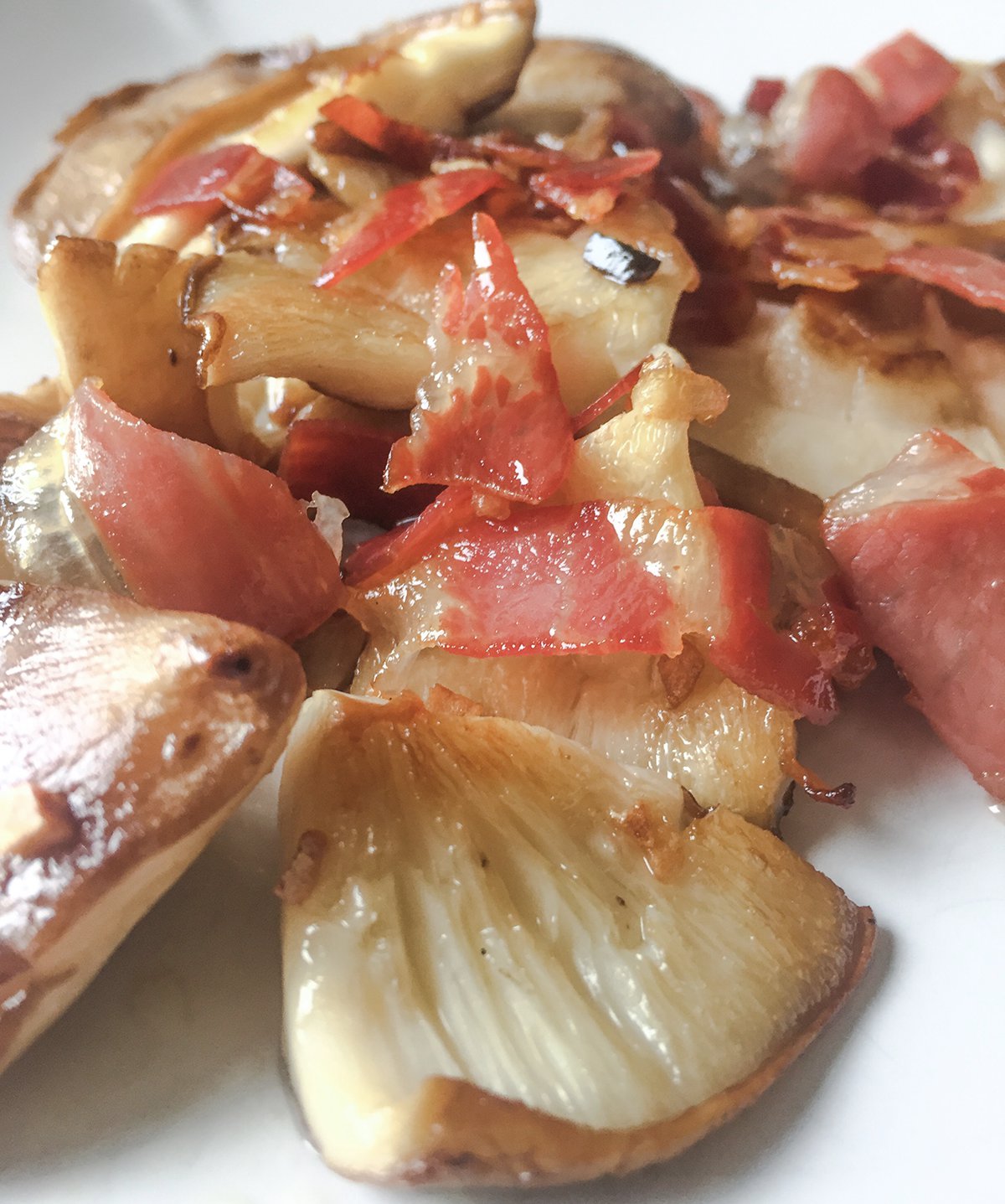 Setas con jamón ibérico receta