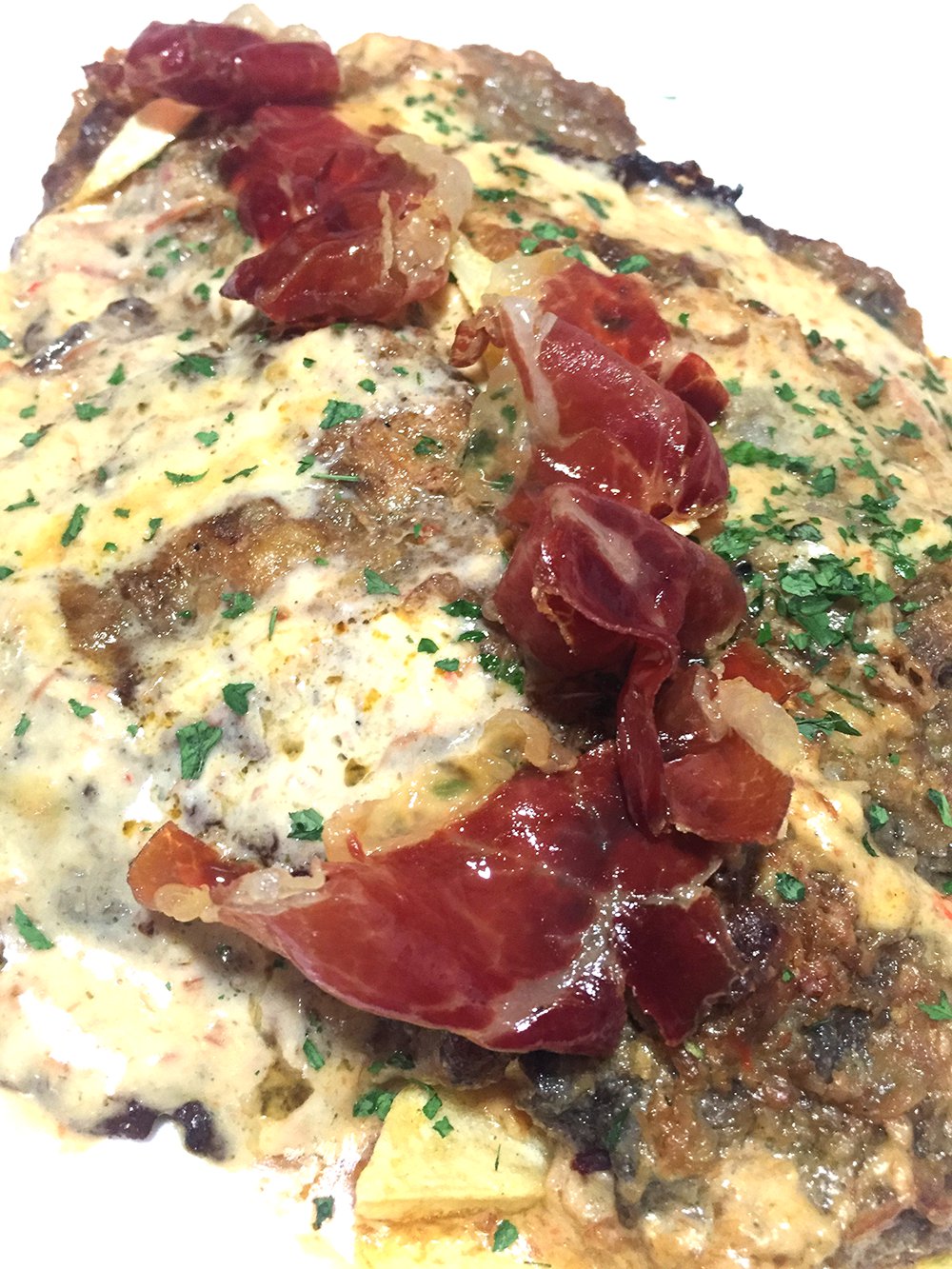 Cachopo de setas con jamón ibérico