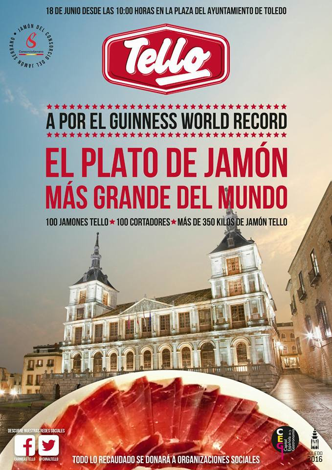 Cartel el plato de jamón más grande del mundo