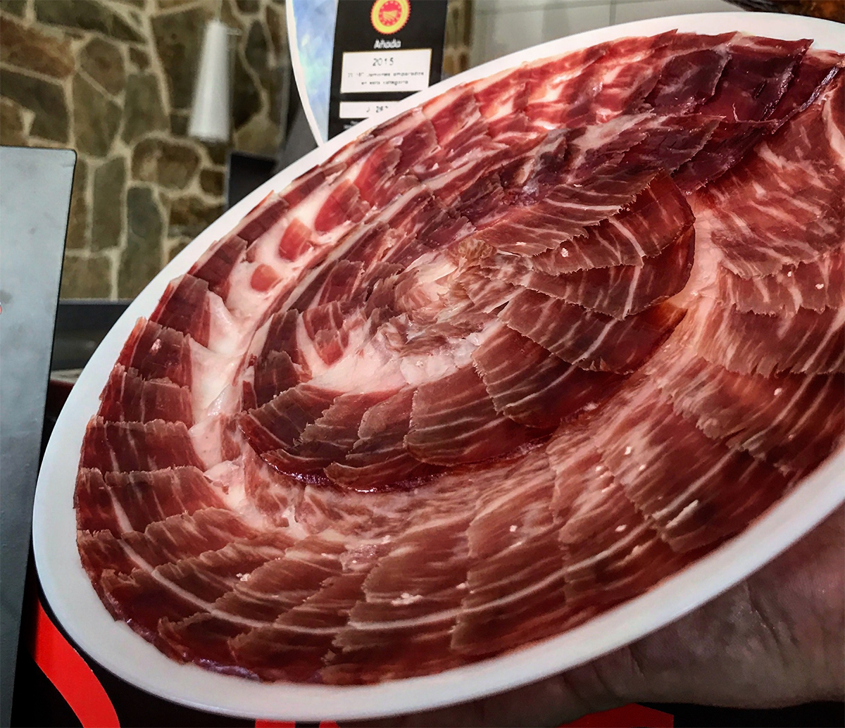 Emplatado jamón, corte de jamón por repeticiones