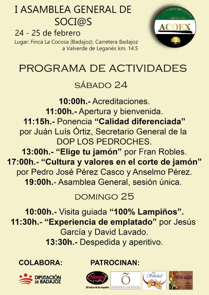 ACOEX celebra su I Asamblea y Jornadas Formativas sobre el jamón