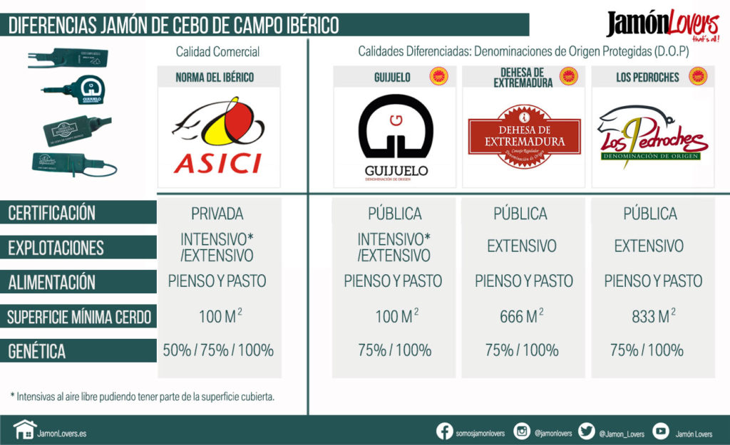 Comparativa del Jamón de Cebo de Campo Ibérico