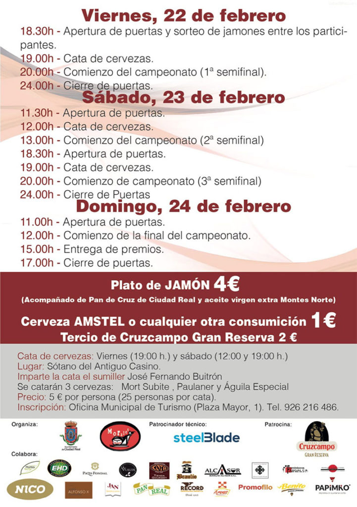 Programa IV Campeonato Regional de Cortadores de Jamón Ciudad Real