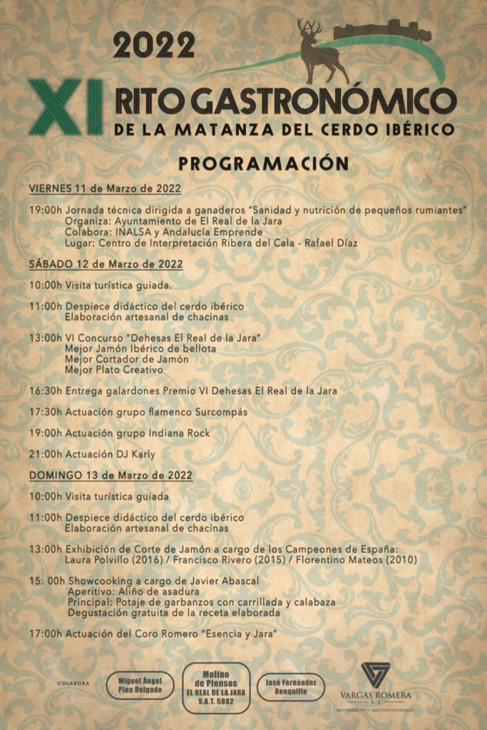 Programa XI Rito Gastronómico de la Matanza del Cerdo Ibérico, El Real de la Jara 