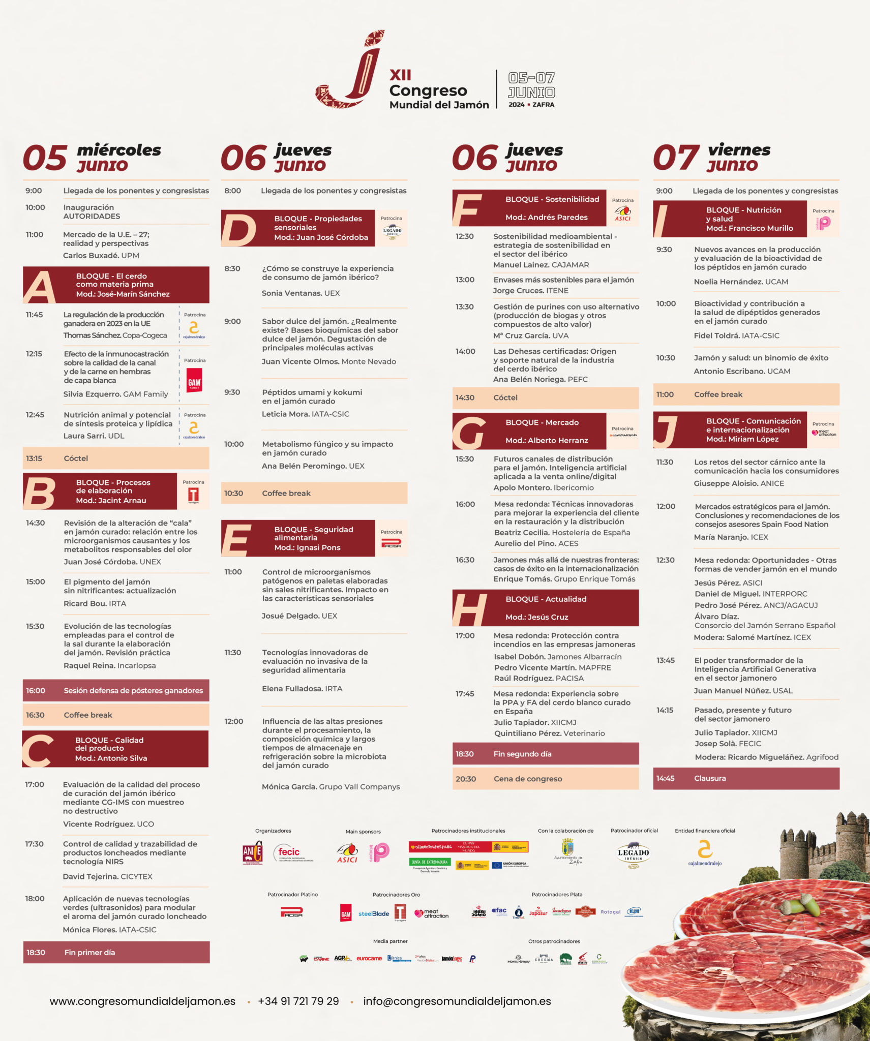 XII Congreso Mundial del Jamón Zafra, Programa 